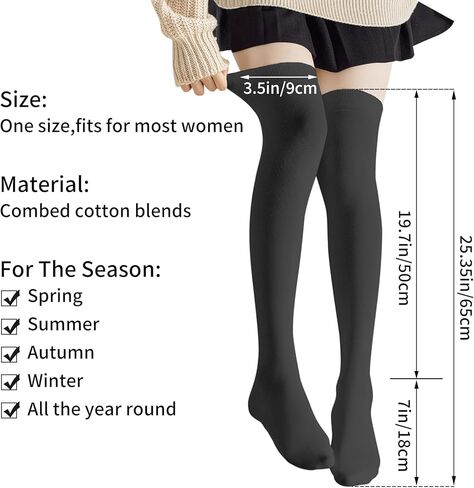 5 أزواج من الجوارب الطويلة للركبة للنساء فوق الركبة والفخذ للفتيات، جوارب طويلة لتدفئة الساق، كاجوال للارتداء اليومي، كوسبلاي in Kuwait