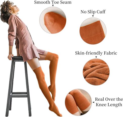 5 أزواج من الجوارب الطويلة للركبة للنساء فوق الركبة والفخذ للفتيات، جوارب طويلة لتدفئة الساق، كاجوال للارتداء اليومي، كوسبلاي in Kuwait