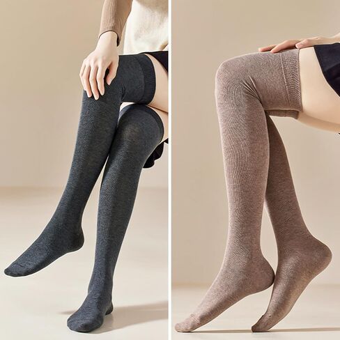 5 أزواج من الجوارب الطويلة للركبة للنساء فوق الركبة والفخذ للفتيات، جوارب طويلة لتدفئة الساق، كاجوال للارتداء اليومي، كوسبلاي in Kuwait