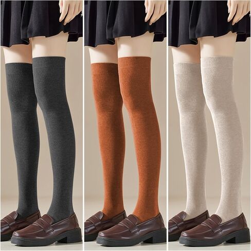 5 أزواج من الجوارب الطويلة للركبة للنساء فوق الركبة والفخذ للفتيات، جوارب طويلة لتدفئة الساق، كاجوال للارتداء اليومي، كوسبلاي in Kuwait
