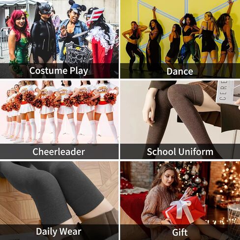 5 أزواج من الجوارب الطويلة للركبة للنساء فوق الركبة والفخذ للفتيات، جوارب طويلة لتدفئة الساق، كاجوال للارتداء اليومي، كوسبلاي in Kuwait