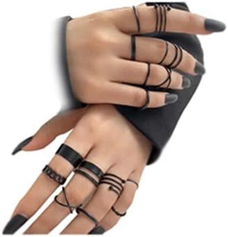 Knuckle Rings Set for Women Girls Snake Chain Stacking Ring Gold Knuckle Rings Set for Women Girls Snake Chain Stacking Ring Vintage BOHO Midi Rings Vintage BOHO Midi Rings for Women Men Hollow Carved Flowers Crystal Rings in Kuwait