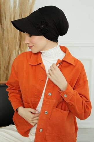 Instant Turban Newsboy Women's Cap, 95% Cotton Bonnet-Hat Scarf Chemo Headwear Visor Cap with Flower in Kuwait