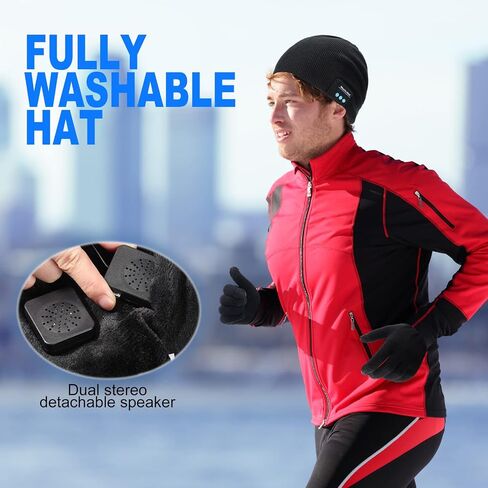 4 Pieces Bluetooth Beanie Hat for Men Winter Wireless Music LED Light Hat with Gloves for Men Women Sports Gifts in Saudi Arabia
