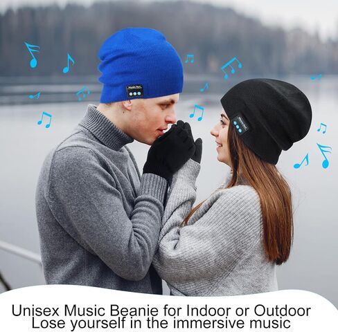 4 Pieces Bluetooth Beanie Hat for Men Winter Wireless Music LED Light Hat with Gloves for Men Women Sports Gifts in Saudi Arabia