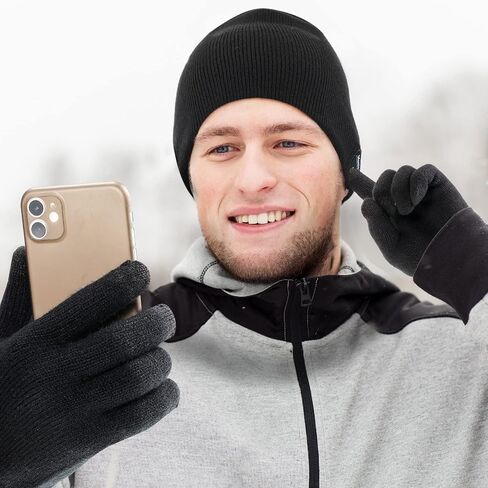 4 Pieces Bluetooth Beanie Hat for Men Winter Wireless Music LED Light Hat with Gloves for Men Women Sports Gifts in Saudi Arabia