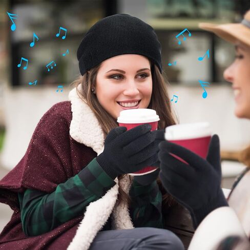 4 Pieces Bluetooth Beanie Hat for Men Winter Wireless Music LED Light Hat with Gloves for Men Women Sports Gifts in Saudi Arabia