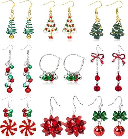 Christmas Earrings for Women Holiday Earrings for Girls Bow Christmas Tree Snowflake Earrings Christmas Earrings Bulk for Teen Girls Christmas Jewelry for Gift in Kuwait