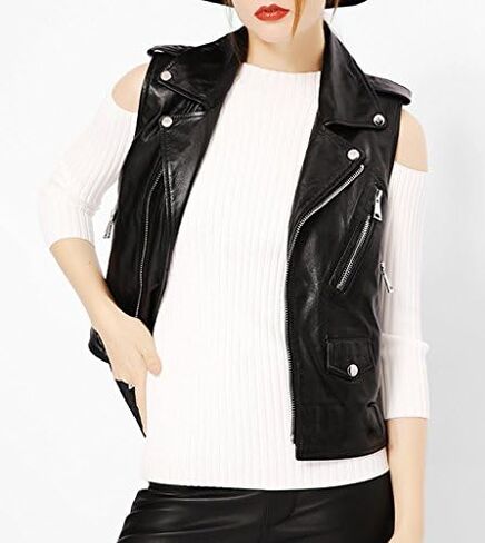 سترة LOKTARC النسائية من الجلد الصناعي بدون أكمام للدراجات النارية in Kuwait