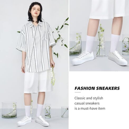 أحذية رياضية نسائية من HYPOCRUTE ذات نعل أبيض من القماش سهلة الارتداء، أحذية رياضية كاجوال مرنة على الموضة in Kuwait