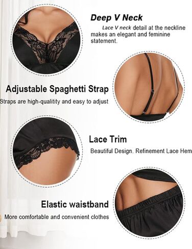 Avidlove Satin Pajamas Set Womens Lace Sleepwear Sexy Lingerie Cami Shorts Set S-XXL in Kuwait