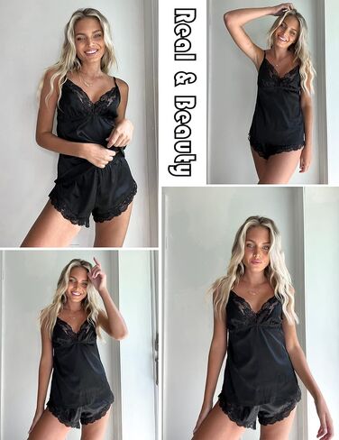 Avidlove Satin Pajamas Set Womens Lace Sleepwear Sexy Lingerie Cami Shorts Set S-XXL in Kuwait