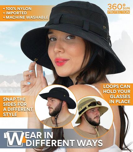 GearTOP Sun Hat Boonie Hat - قبعة دلو واسعة الحواف للرجال والنساء - عامل حماية من الأشعة فوق البنفسجية، مقاومة للماء in Kuwait