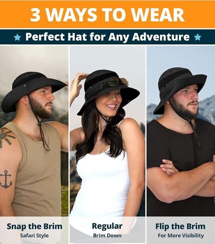 GearTOP Sun Hat Boonie Hat - قبعة دلو واسعة الحواف للرجال والنساء - عامل حماية من الأشعة فوق البنفسجية، مقاومة للماء in Kuwait