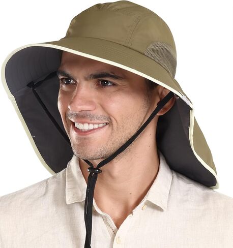 قبعة شمسية متينة ذات حافة واسعة للرجال والنساء - قبعات بوني للرجال، والمشي لمسافات طويلة، وقبعة تنسيق الحدائق - قبعة شمسية مقاومة للماء in Kuwait