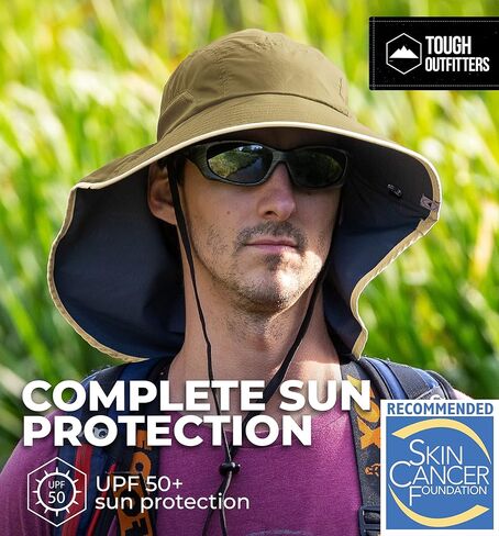 قبعة شمسية متينة ذات حافة واسعة للرجال والنساء - قبعات بوني للرجال، والمشي لمسافات طويلة، وقبعة تنسيق الحدائق - قبعة شمسية مقاومة للماء in Kuwait