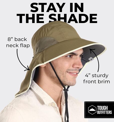 قبعة شمسية متينة ذات حافة واسعة للرجال والنساء - قبعات بوني للرجال، والمشي لمسافات طويلة، وقبعة تنسيق الحدائق - قبعة شمسية مقاومة للماء in Kuwait