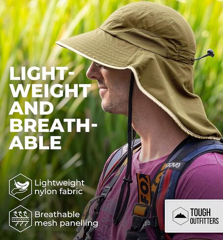 قبعة شمسية متينة ذات حافة واسعة للرجال والنساء - قبعات بوني للرجال، والمشي لمسافات طويلة، وقبعة تنسيق الحدائق - قبعة شمسية مقاومة للماء in Kuwait