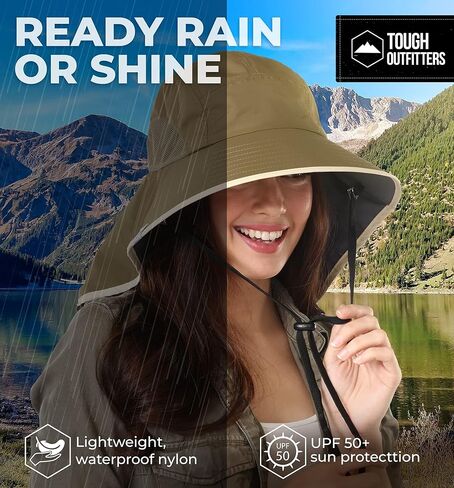 قبعة شمسية متينة ذات حافة واسعة للرجال والنساء - قبعات بوني للرجال، والمشي لمسافات طويلة، وقبعة تنسيق الحدائق - قبعة شمسية مقاومة للماء in Kuwait