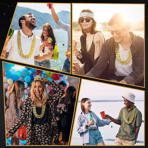 PinCute سلسلة ذهبية للرجال/النساء قلادة ذهبية مكتنزة من البلاستيك المزيف، قلادة سلسلة حبل ذهبية لأزياء الثمانينيات والتسعينيات (32 * 1.38 بوصة) in Kuwait