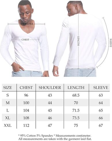 zbrandy Deep V Neck Shirts Men Long Sleeve Stretch T-Shirt Low Cut Undershirts Tees in Kuwait