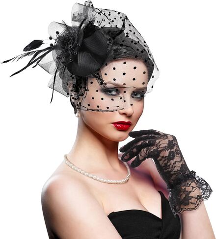 DRESHOW Fascinators Hat Flower Mesh Feathers Headband Tea Party Wedding Cocktail Headwear for Girls Women in Saudi Arabia