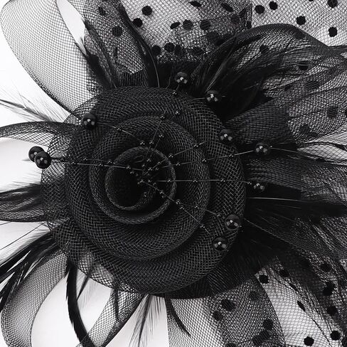 DRESHOW Fascinators Hat Flower Mesh Feathers Headband Tea Party Wedding Cocktail Headwear for Girls Women in Saudi Arabia