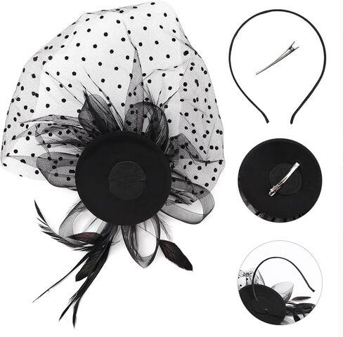 DRESHOW Fascinators Hat Flower Mesh Feathers Headband Tea Party Wedding Cocktail Headwear for Girls Women in Saudi Arabia