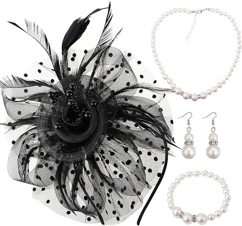 DRESHOW Fascinators Hat Tea Party Headwear Ribbons Feathers on a Headband and a Clip for Girls and Women in Saudi Arabia