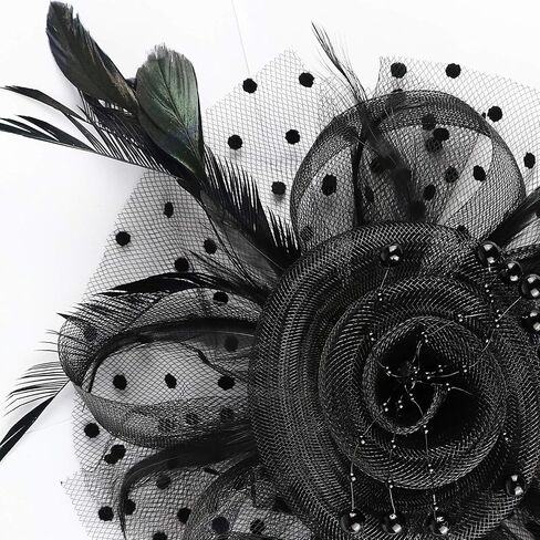 DRESHOW Fascinators Hat Tea Party Headwear Ribbons Feathers on a Headband and a Clip for Girls and Women in Saudi Arabia