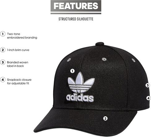 adidas Originals Men's Modern High Crown Structured Pre-Curve Brim Snapback Adjustable Fit Hat in Saudi Arabia