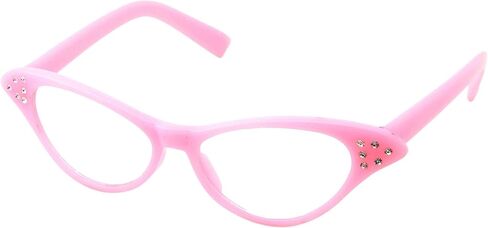 أزياء الخمسينيات للأطفال من Nerd Cat Eye Glasses للفتيات للأطفال (من سن 3 إلى 12 عامًا) (وردي) in Saudi Arabia