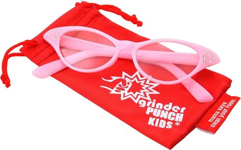 أزياء الخمسينيات للأطفال من Nerd Cat Eye Glasses للفتيات للأطفال (من سن 3 إلى 12 عامًا) (وردي) in Saudi Arabia