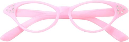 أزياء الخمسينيات للأطفال من Nerd Cat Eye Glasses للفتيات للأطفال (من سن 3 إلى 12 عامًا) (وردي) in Saudi Arabia