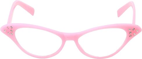 أزياء الخمسينيات للأطفال من Nerd Cat Eye Glasses للفتيات للأطفال (من سن 3 إلى 12 عامًا) (وردي) in Saudi Arabia