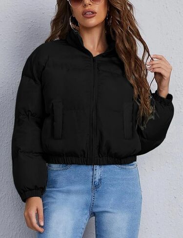 سترة منتفخة قصيرة للنساء من SCUSTY معاطف فقاعية مبطنة خفيفة الوزن وقصيرة على الموضة in Kuwait