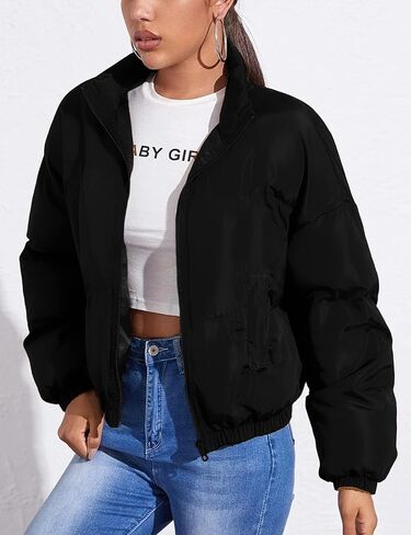 سترة منتفخة قصيرة للنساء من SCUSTY معاطف فقاعية مبطنة خفيفة الوزن وقصيرة على الموضة in Kuwait