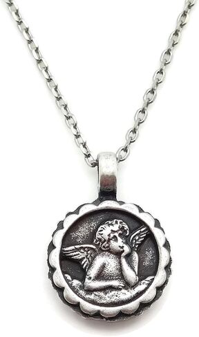 Mariana Silvertone Guardian Angel Necklace in Purple Crystal Mix 539212 in Saudi Arabia