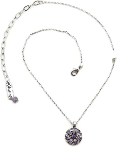 Mariana Silvertone Guardian Angel Necklace in Purple Crystal Mix 539212 in Saudi Arabia