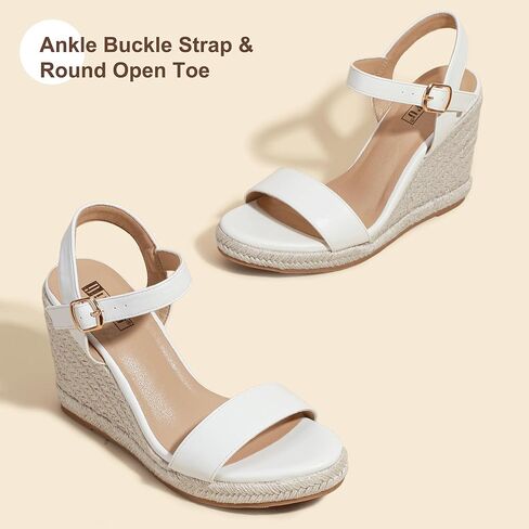IDIFU Espadrille منصة إسفين الصنادل للنساء متأنق الصيف السببية الزفاف الكاحل حزام مفتوح اصبع القدم حذاء بكعب عريض الصنادل in Kuwait