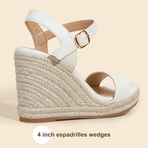 IDIFU Espadrille منصة إسفين الصنادل للنساء متأنق الصيف السببية الزفاف الكاحل حزام مفتوح اصبع القدم حذاء بكعب عريض الصنادل in Kuwait