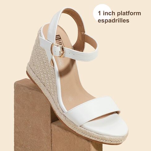 IDIFU Espadrille منصة إسفين الصنادل للنساء متأنق الصيف السببية الزفاف الكاحل حزام مفتوح اصبع القدم حذاء بكعب عريض الصنادل in Kuwait