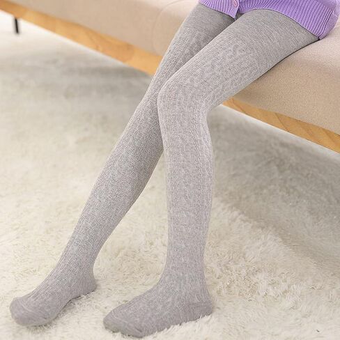 techcity Girls Tights Toddler Seamless Leggings Pantyhose Cotton Cable Knit Pants Stockings for Girls 2-14 Years in Saudi Arabia