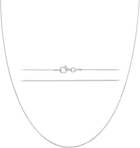 KISPER Silver 8 Sided Snake Chain Necklace –Thin, Dainty, 925 Sterling Silver Jewelry for Women & Men with Lobster Clasp – Made in Italy in Saudi Arabia