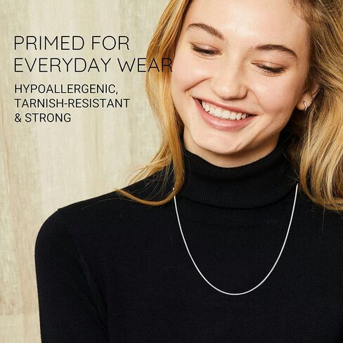 KISPER Silver 8 Sided Snake Chain Necklace –Thin, Dainty, 925 Sterling Silver Jewelry for Women & Men with Lobster Clasp – Made in Italy in Saudi Arabia