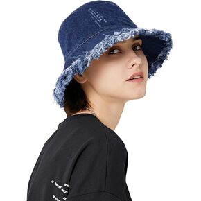 DOCILA Denim Bucket Hats for Women Men Casual Jean Fisherman Cap Packable Outdoor Sun Hats