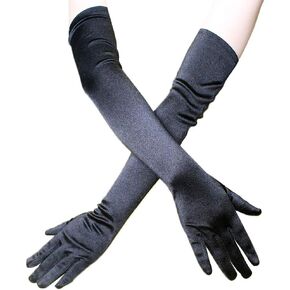 YNXIXIEN Long Elbow Satin Gloves 1920s Opera Gloves Evening Party Dance Gloves for Women
