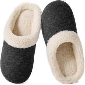 Wishcotton Women's Lamb-rub Sherpa House Slippers Memory Foam Indoor Outdoor