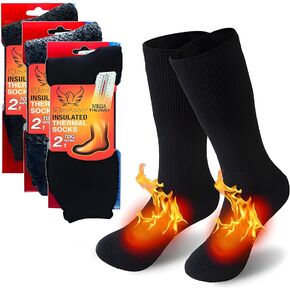 UNIQUE STYLES ASFOOR 3 Pack Thermal Heated Hiking Socks For Men, Thick Warm Winter Socks For Outdoors