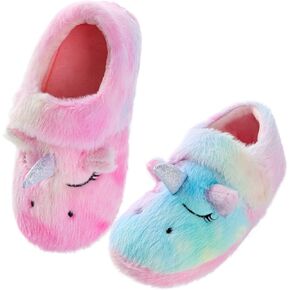 Yseoul شباشب أطفال بنات شتاء دافئ أرنب وحيد القرن شبشب منزل غامض مع نعل سميك مطاطي مانع للانزلاق in Kuwait